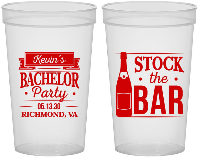 Custom Bachelor Party 22 oz Translucent Cups - Stock The Bar | 40073