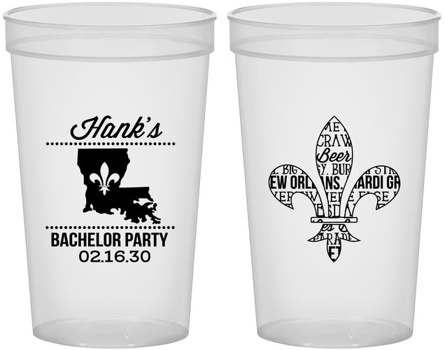 Custom Bachelor Party 22 oz Translucent Cups - New Orleans | 40074
