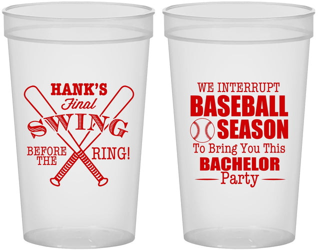 Custom Bachelor Party 22 oz Translucent Cups - Baseball | 40075
