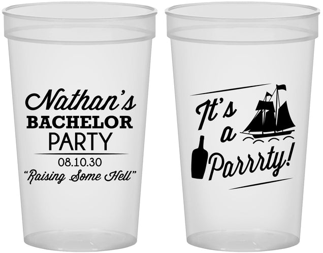 Custom Bachelor Party 22 oz Translucent Cups - Boat | 40076