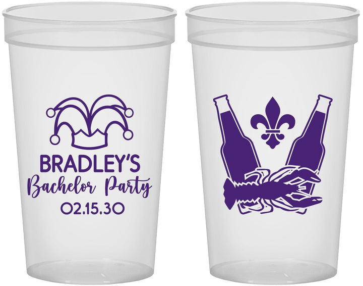 Custom Bachelor Party 22 oz Translucent Cups - New Orleans | 40077