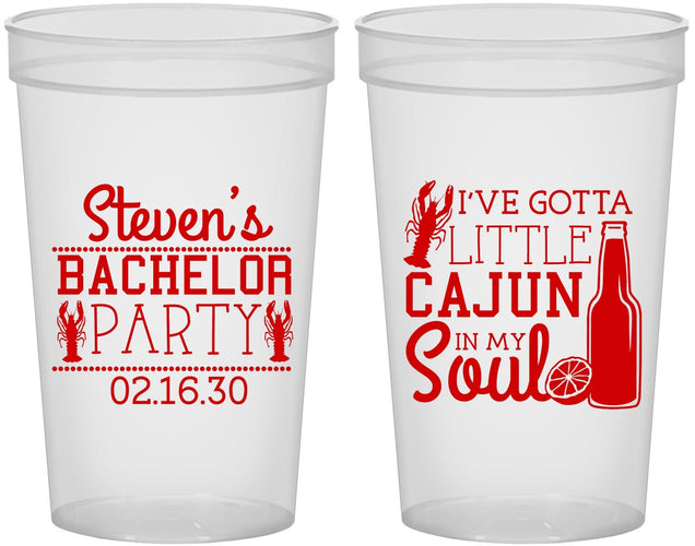 Custom Bachelor Party 22 oz Translucent Cups - Cajun In My Soul | 40078