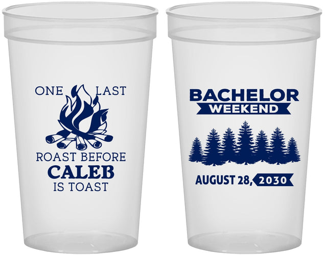 Custom Bachelor Party 22 oz Translucent Cups - Camping | 40079