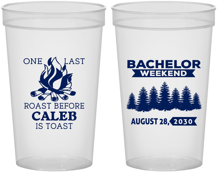 Custom Bachelor Party 22 oz Translucent Cups - Camping | 40079