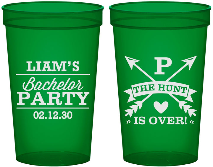 Custom Bachelor Party 22 oz Translucent Cups - Hunt Is Over | 40082
