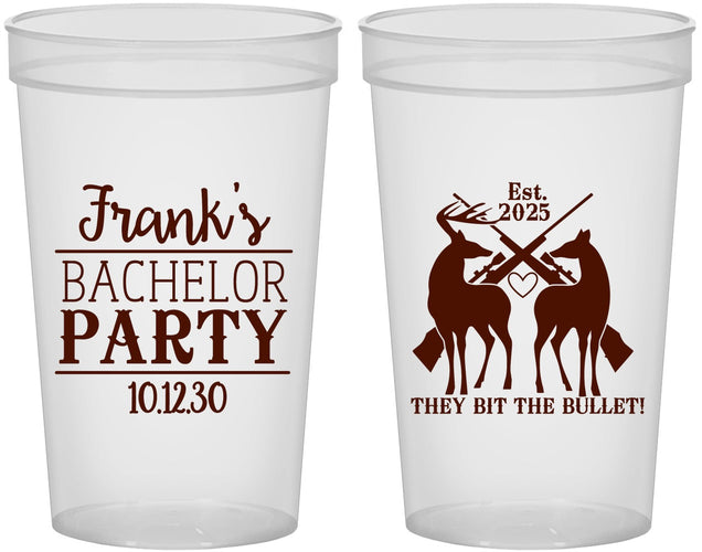 Custom Bachelor Party 22 oz Translucent Cups - Hunting | 40083