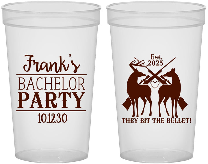 Custom Bachelor Party 22 oz Translucent Cups - Hunting | 40083
