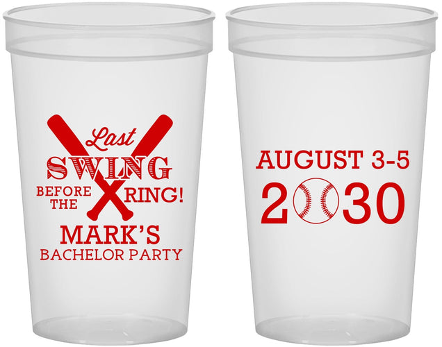 Custom Bachelor Party 22 oz Translucent Cups - Baseball | 40086