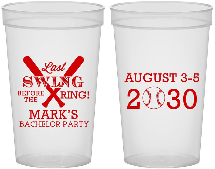 Custom Bachelor Party 22 oz Translucent Cups - Baseball | 40086