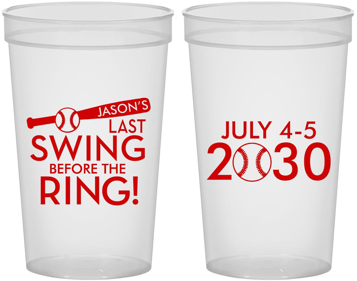 Custom Bachelor Party 22 oz Translucent Cups - Baseball | 40087
