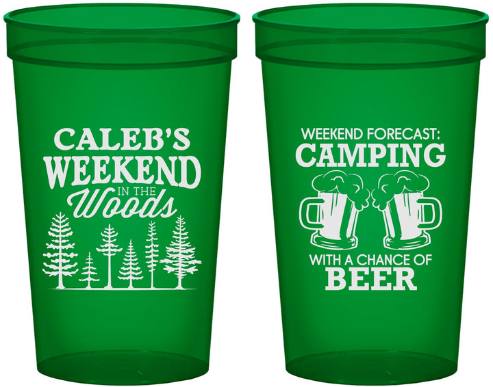 Custom Bachelor Party 22 oz Translucent Cups - Camping | 40091