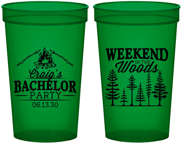 Custom Bachelor Party 22 oz Translucent Cups - Camping | 40093