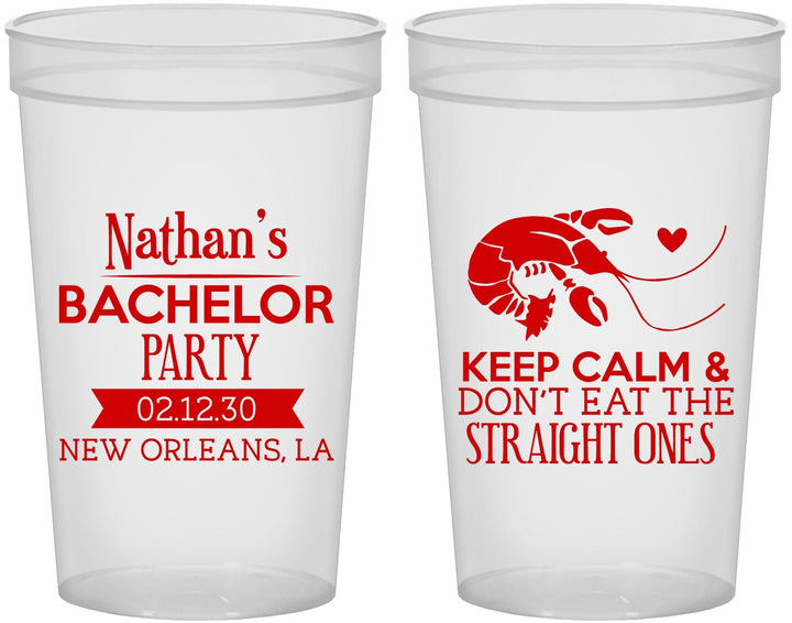 Custom Bachelor Party 22 oz Translucent Cups - Crawfish Boil | 40094