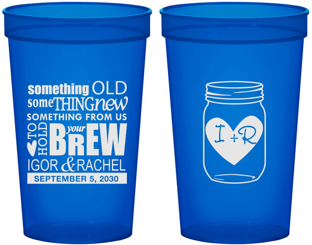 Custom Wedding 22 oz Translucent Cups - Something Old Something New | 401