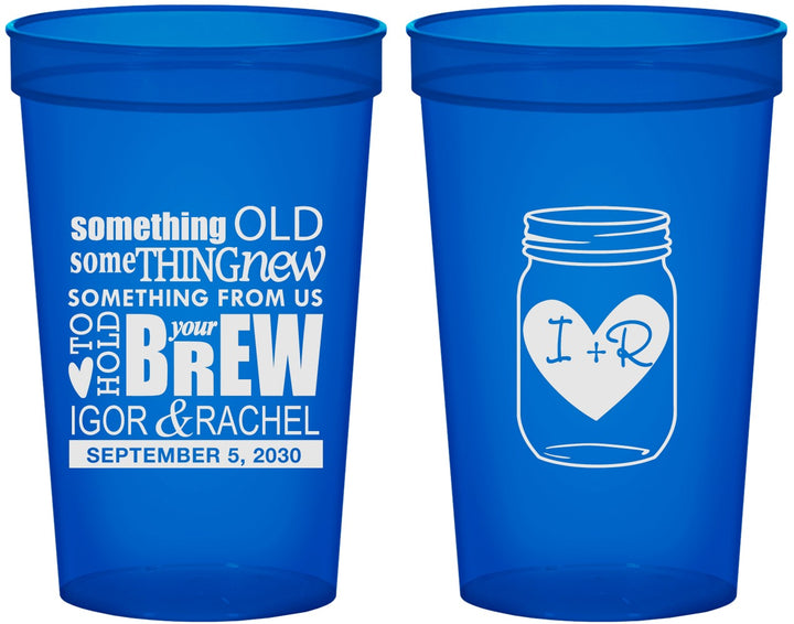 Custom Wedding 22 oz Translucent Cups - Something Old Something New | 401