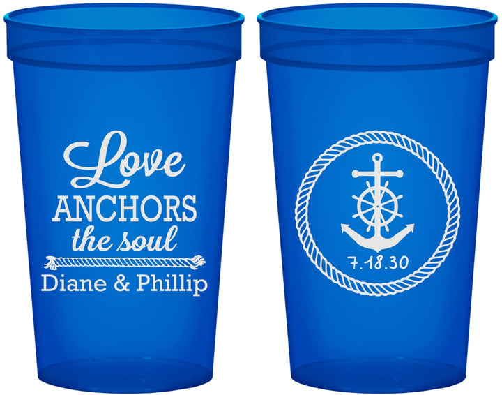 Custom Wedding 22 oz Translucent Cups - Love Anchors The Soul | 405