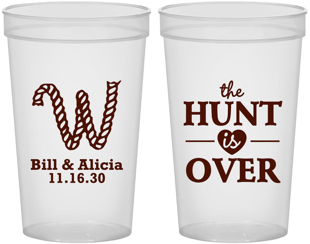 Custom Wedding 22 oz Translucent Cups - Monogram Hunt Is Over | 406