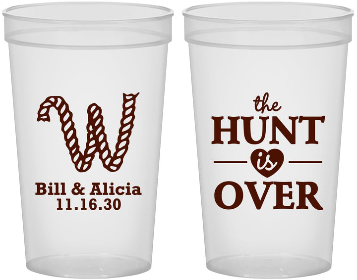 Custom Wedding 22 oz Translucent Cups - Monogram Hunt Is Over | 406