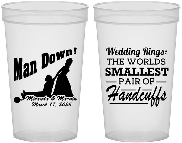 Custom Wedding 22 oz Translucent Cups - Man Down | 407
