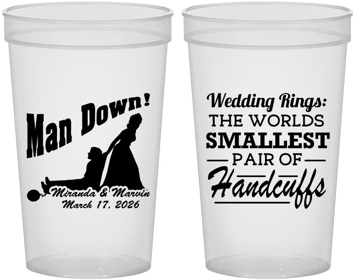 Custom Wedding 22 oz Translucent Cups - Man Down | 407