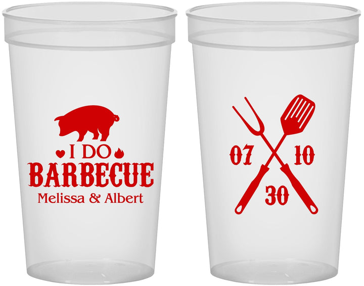 Custom Wedding 22 oz Translucent Cups - I Do Barbecue Bbq | 410