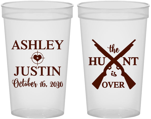 Custom Wedding 22 oz Translucent Cups - The Hunt Is Over | 412
