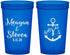 Custom Wedding 22 oz Translucent Cups - Monogram Nautical | 414