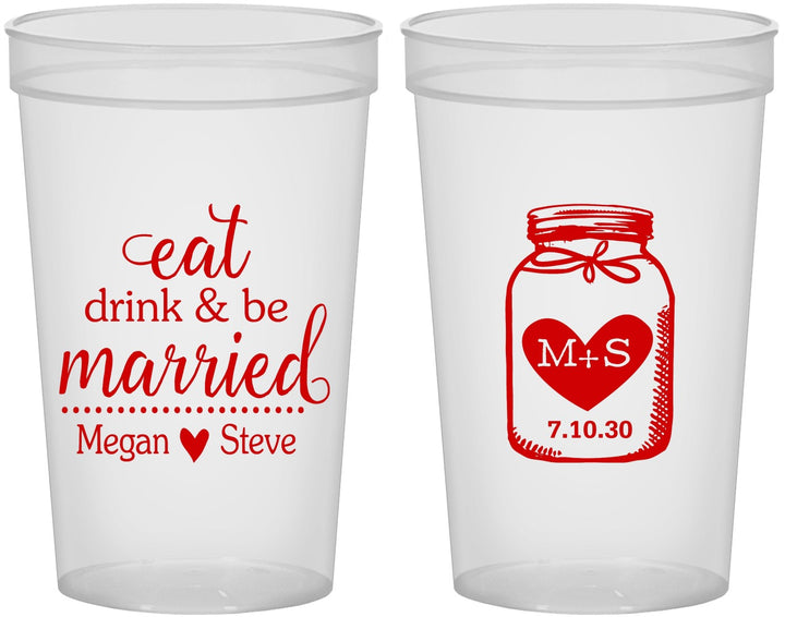 Custom Wedding 22 oz Translucent Cups - Mason Jar | 415