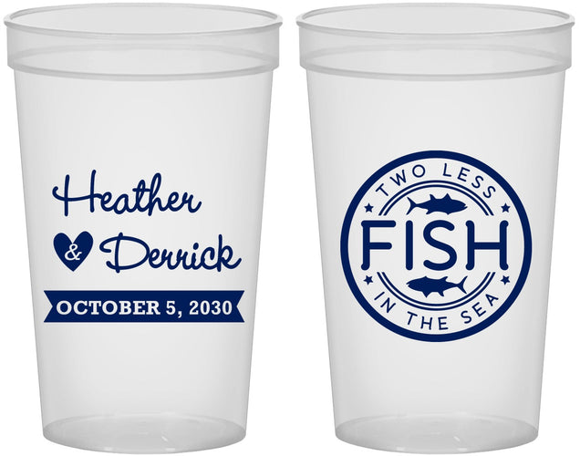 Custom Wedding 22 oz Translucent Cups - Two Less Fish In The Sea | 420
