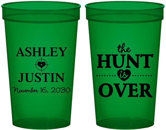 Custom Wedding 22 oz Translucent Cups - The Hunt Is Over | 422