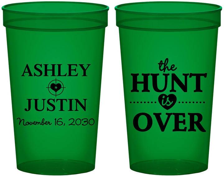 Custom Wedding 22 oz Translucent Cups - The Hunt Is Over | 422