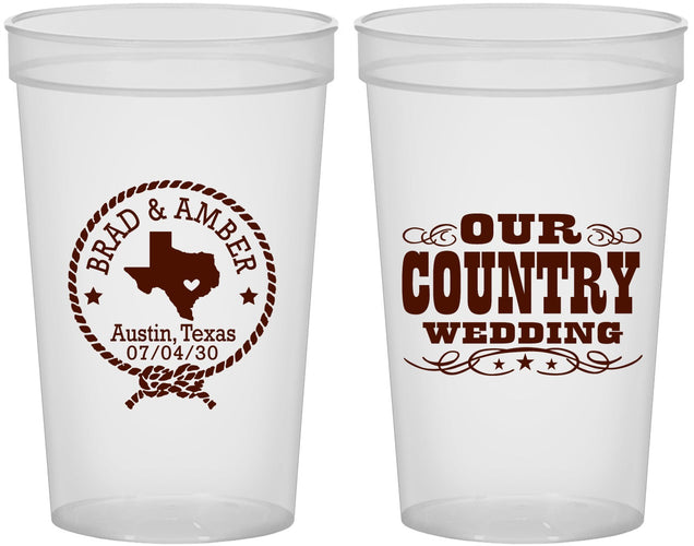 Custom Wedding 22 oz Translucent Cups - Country Texas | 424