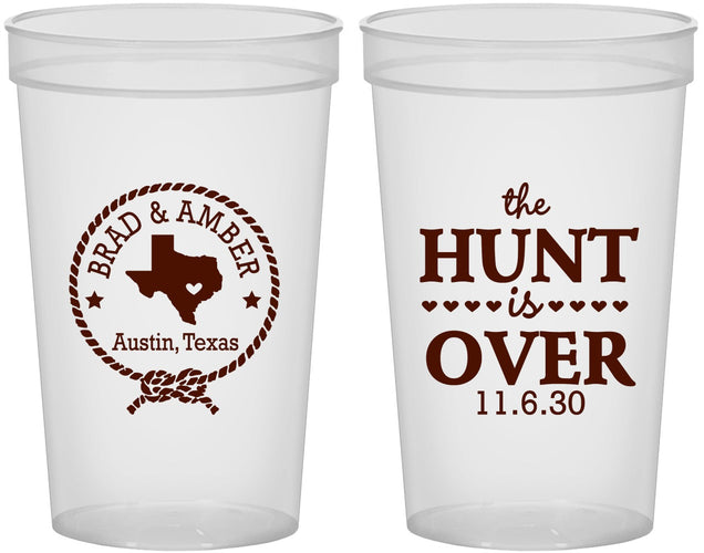 Custom Wedding 22 oz Translucent Cups - The Hunt Is Over | 426
