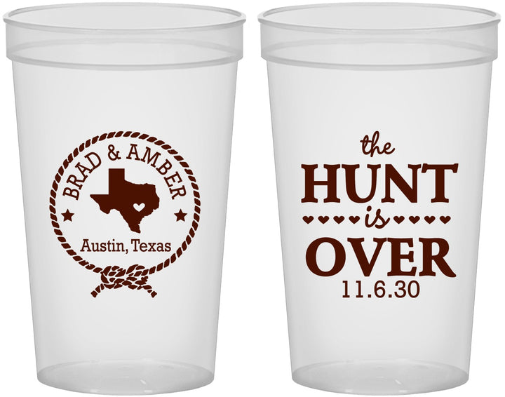 Custom Wedding 22 oz Translucent Cups - The Hunt Is Over | 426
