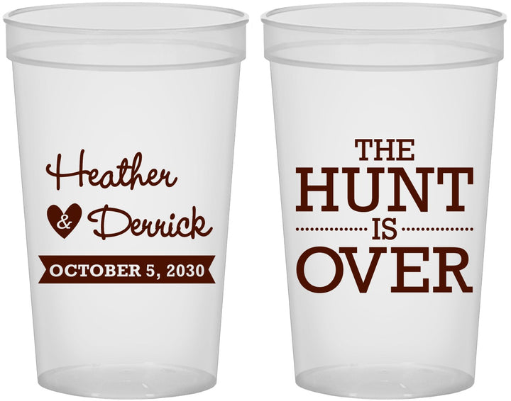 Custom Wedding 22 oz Translucent Cups - The Hunt Is Over | 427