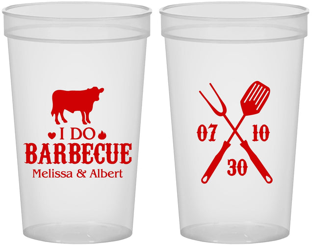 Custom Wedding 22 oz Translucent Cups - I Do Barbecue Bbq | 433