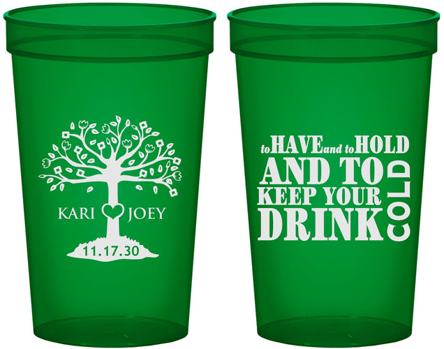 Custom Wedding 22 oz Translucent Cups - To Have And To Hold | 438