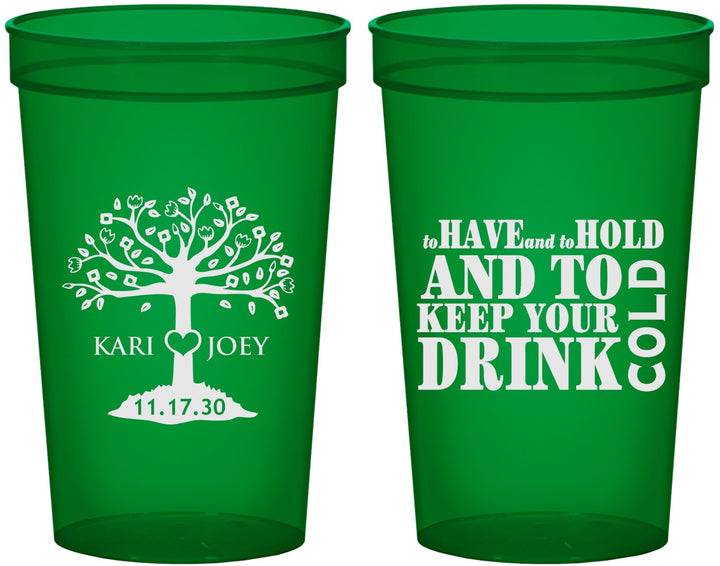 Custom Wedding 22 oz Translucent Cups - To Have And To Hold | 438