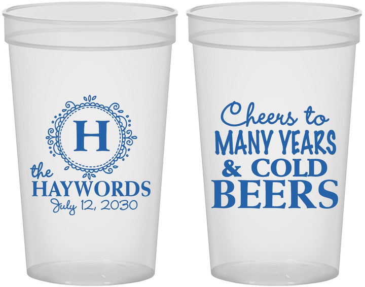 Custom Wedding 22 oz Translucent Cups - Cheers To Cold Beers | 439