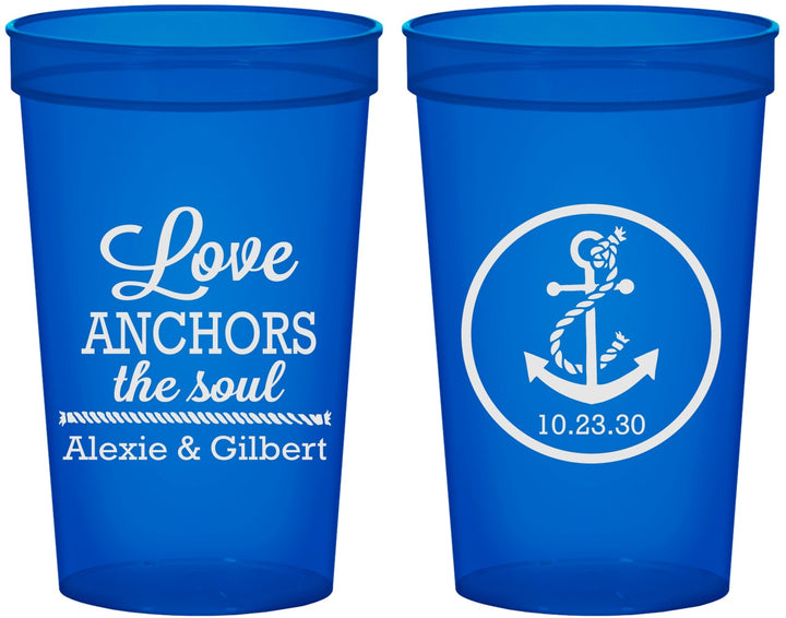 Custom Wedding 22 oz Translucent Cups - Love Anchors The Soul | 440