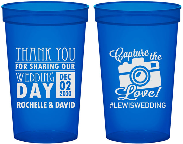 Custom Wedding 22 oz Translucent Cups - Capture The Love | 444