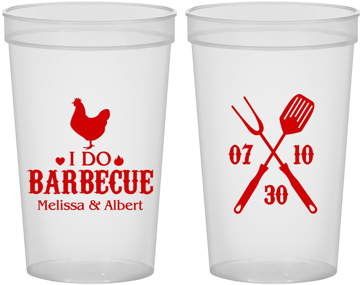 Custom Wedding 22 oz Translucent Cups - I Do Barbecue Bbq | 445