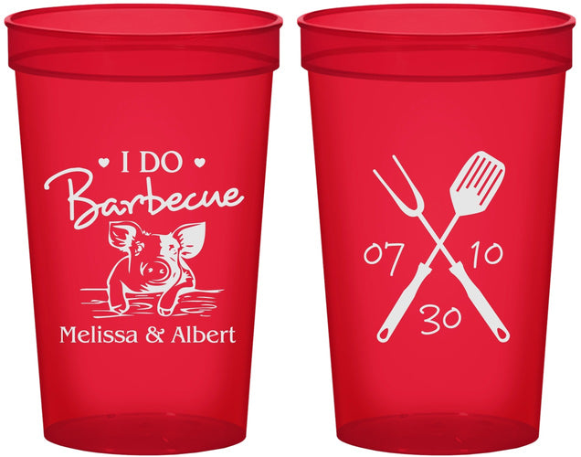 Custom Wedding 22 oz Translucent Cups - I Do Barbecue Bbq | 446