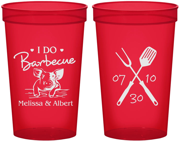 Custom Wedding 22 oz Translucent Cups - I Do Barbecue Bbq | 446