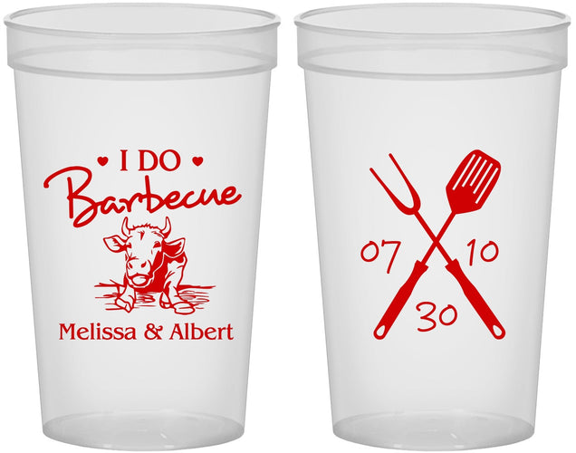 Custom Wedding 22 oz Translucent Cups - I Do Barbecue Bbq | 447
