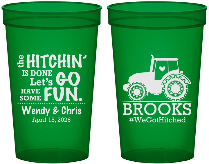 Custom Wedding 22 oz Translucent Cups - Tractor Hitchin | 448