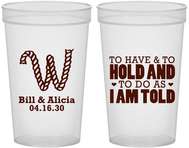 Custom Wedding 22 oz Translucent Cups - To Have And To Hold | 449