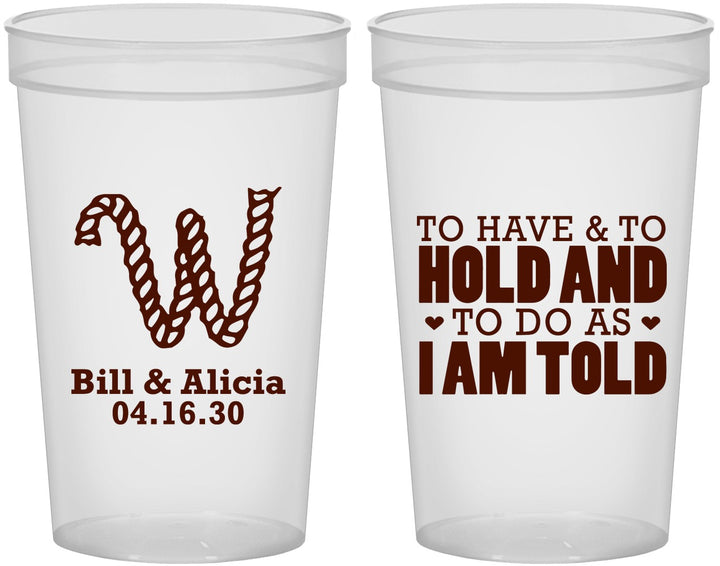 Custom Wedding 22 oz Translucent Cups - To Have And To Hold | 449