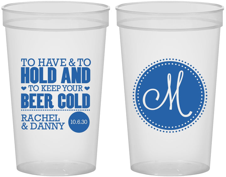 Custom Wedding 22 oz Translucent Cups - Monogrammed | 450