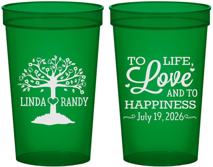 Custom Wedding 22 oz Translucent Cups - Love And Happiness | 451